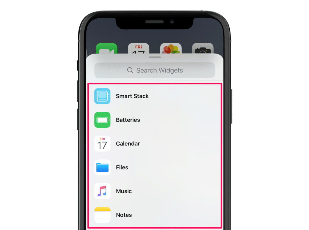 iOS 14 - Hoja de widgets