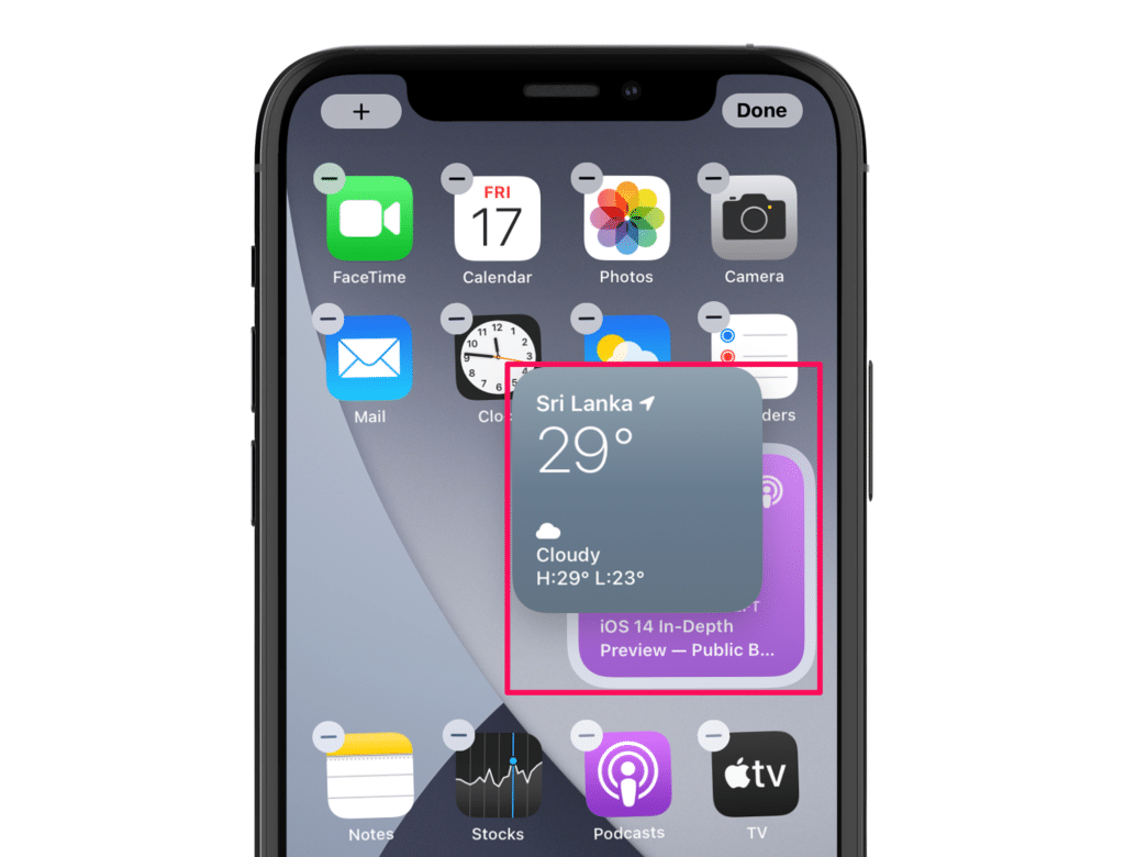 iOS 14 - Apilamiento de widgets