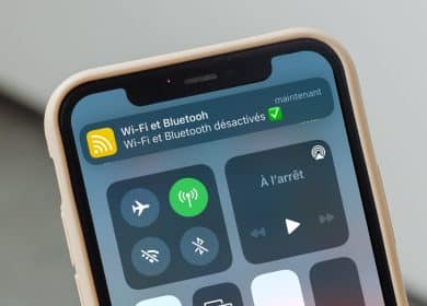 Notification raccourci iOS Wi-Fi et Bluetooth