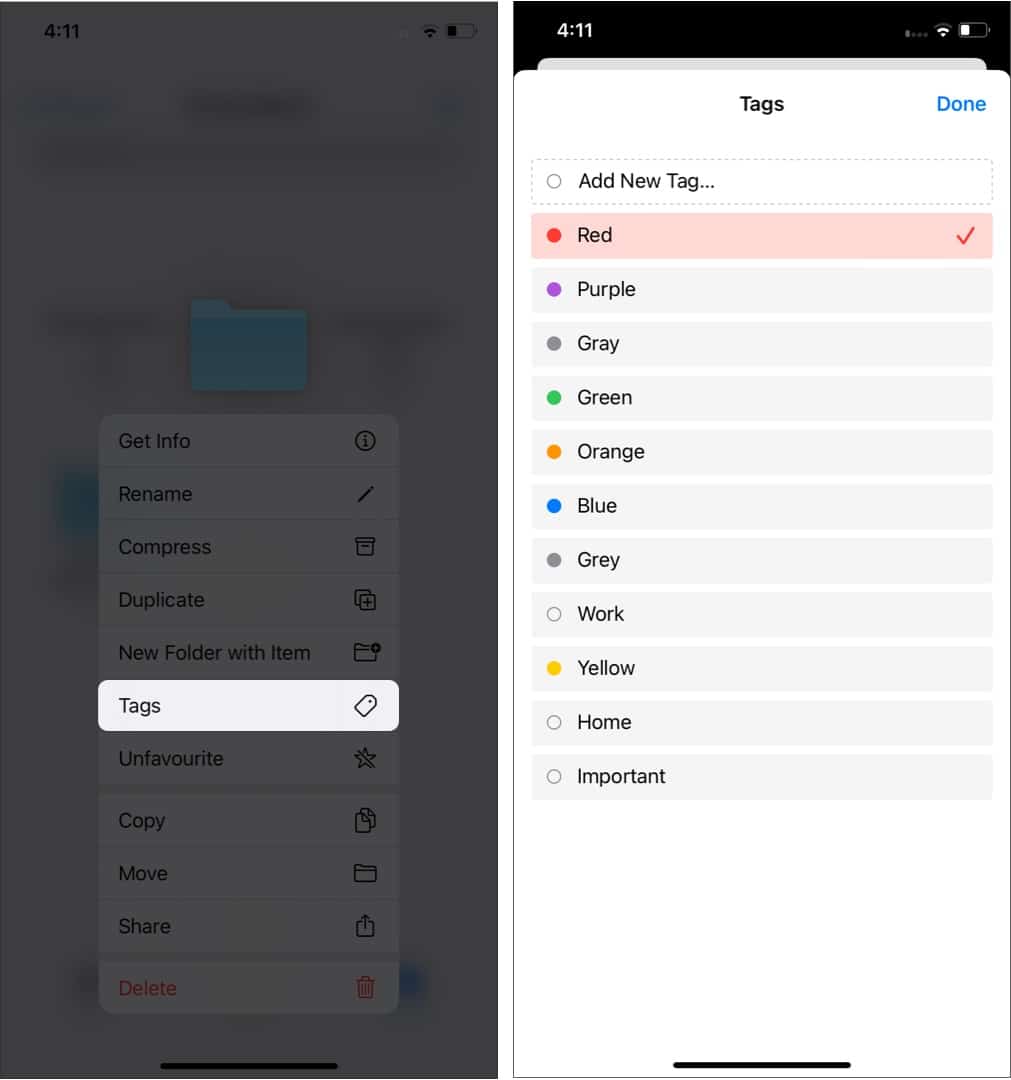 Pasos para las etiquetas de anuncios en la aplicación Archivos en un iPhone