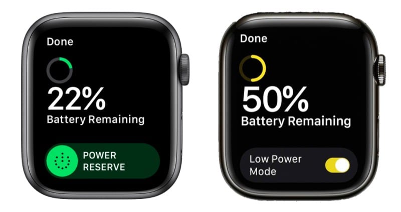 Modo de bajo consumo frente al modo de reserva de energía en el Apple Watch