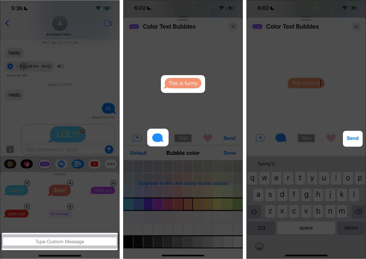Cómo cambiar el color de la burbuja de iMessage en el iPhone 2