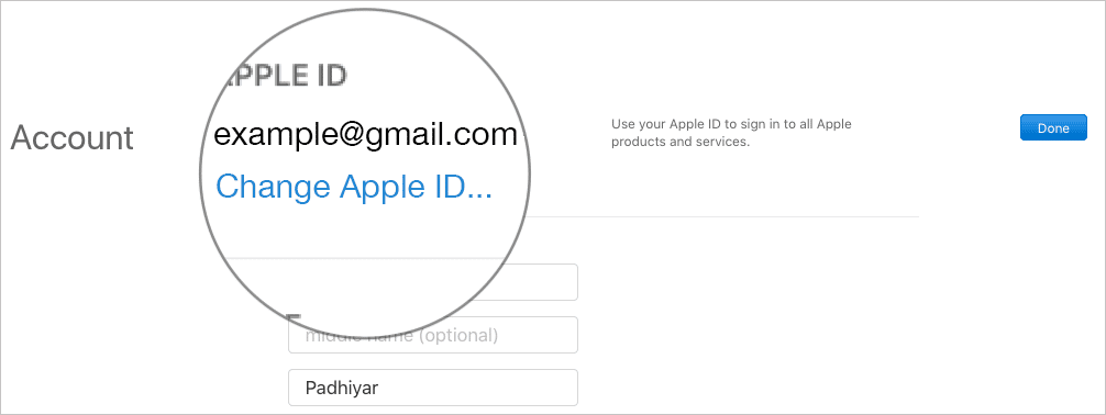 Haga clic en Cambiar ID de Apple en PC con Windows o Mac