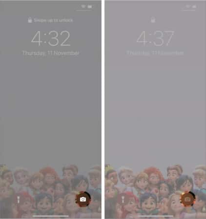 Antes y después de la cámara en la pantalla de bloqueo del iPhone
