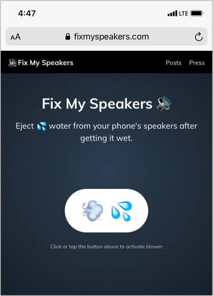 Use Fix My Speakers para expulsar el agua de la parrilla del altavoz del iPhone