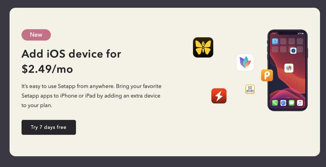 Setapp ha reducido a la mitad el costo de agregar un dispositivo iOS a la suscripción