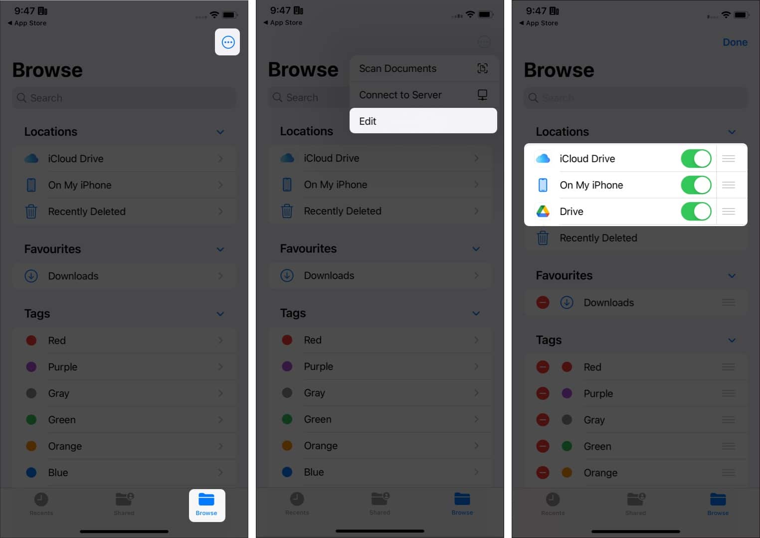 Pasos para agregar aplicaciones de terceros en Archivos en un iPhone