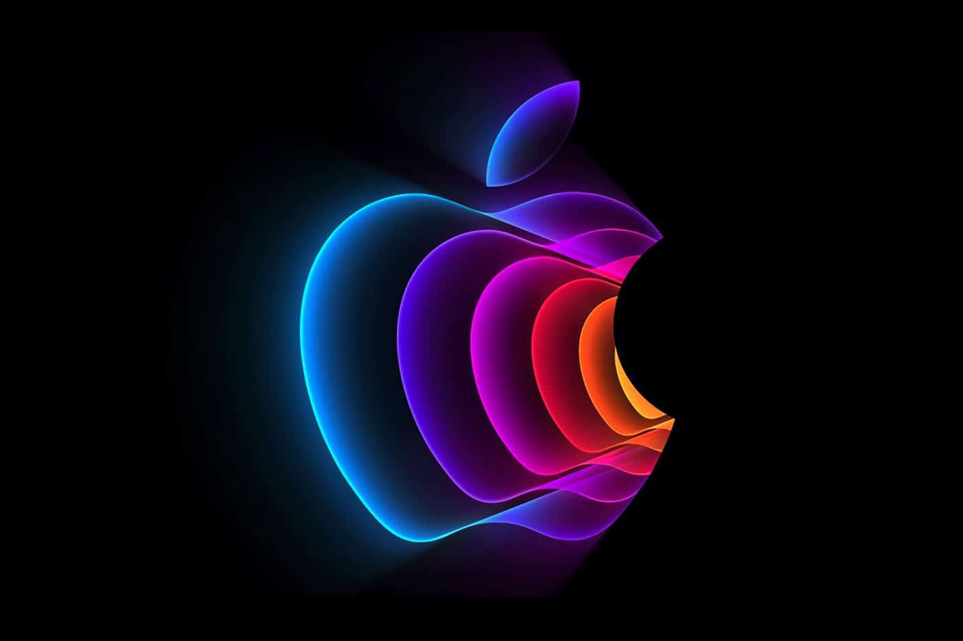 logotipo de Apple multicolor sobre un fondo negro