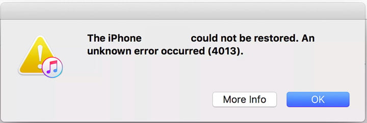 Mensaje de error 4013 de iPhone